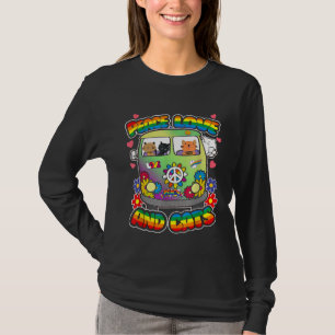 T-shirt Peace Love Et Chats Hippie Beatnik Flower Power Gr