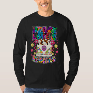 T-shirt Peace Love Et Chien Beagle Hippie Beatnik
