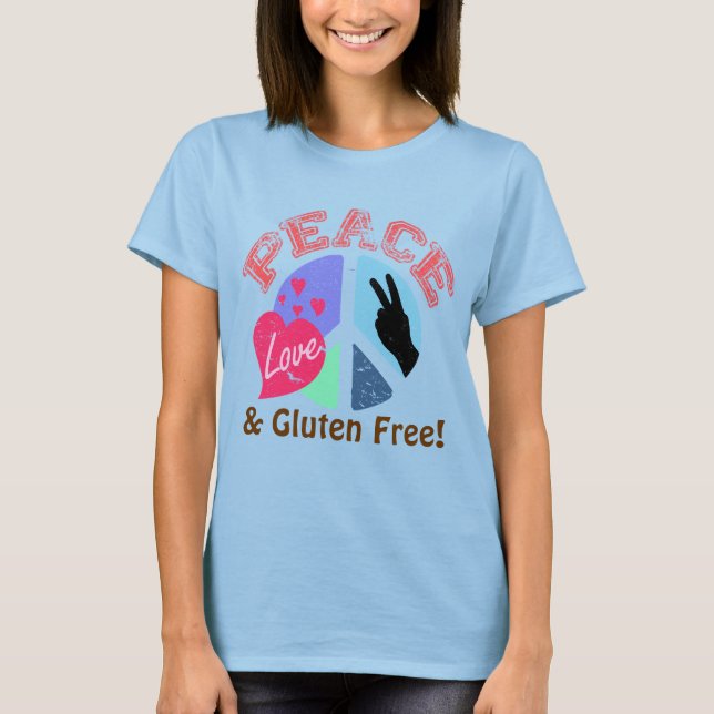 T-shirt Peace Love et Gluten Libre (Devant)