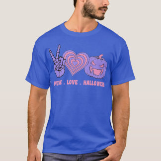 T-shirt Peace Love Et Halloween Peace Citrouille de coeur 