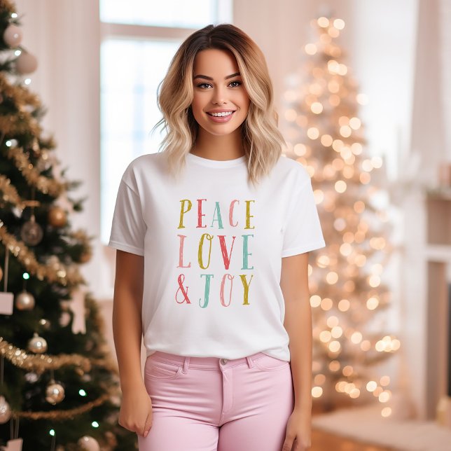 T-shirt Peace Love et Joy Whimsical Holiday (Créateur téléchargé)