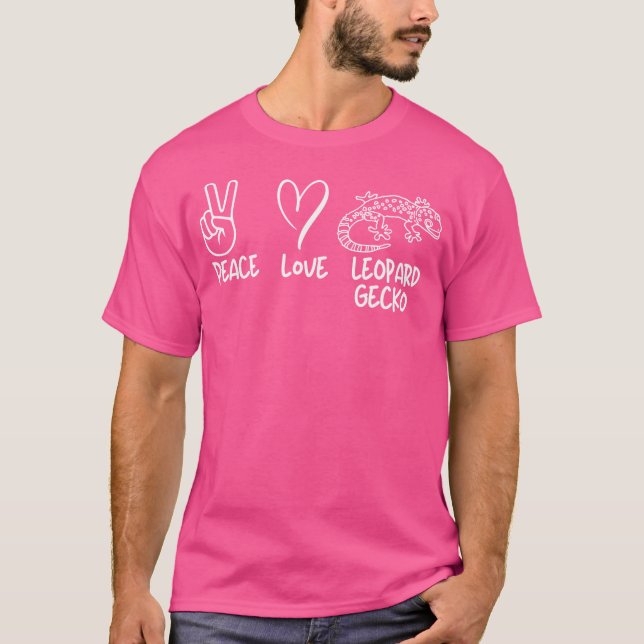 T-shirt Peace Love Et Leopard Geckos (Devant)