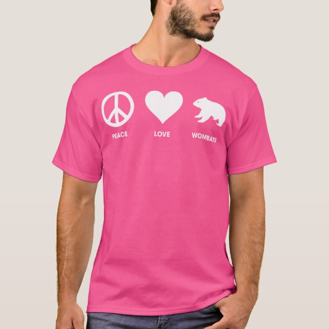 T-shirt Peace Love Et Wombats Pour Les Amateurs De Wombat (Devant)