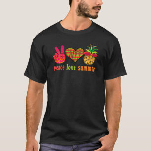 T-shirt Peace Love été Cool Super Rétro Hippie Pineapp