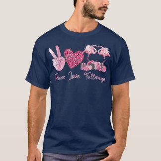 T-shirt Peace Love Fallmingo Flamant rose rose & Citrouill