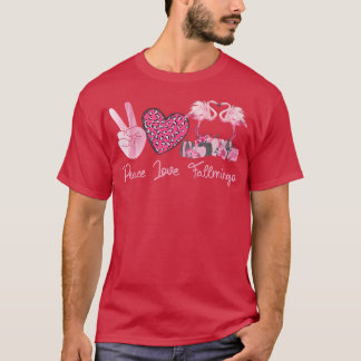T-shirt Peace Love Fallmingo Flamant rose rose & Citrouill