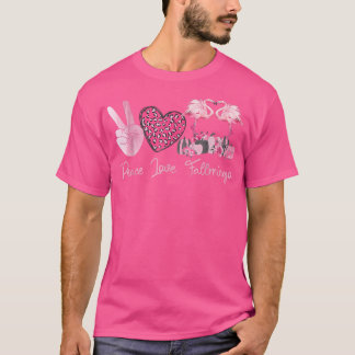 T-shirt Peace Love Fallmingo Flamant rose rose & Citrouill