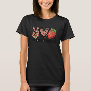 T-shirt Peace Love Farmer fraises Lover Be