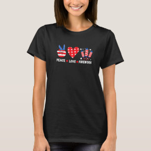 T-shirt Peace Love Fireworks Freedom America Drapeau Usa 4