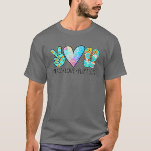 T-shirt Peace Love Flip Flops Plage Vibes Vacances été