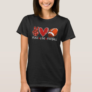 T-shirt Peace Love Football Jeu de jour tenue Leopard Mère