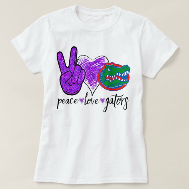 T-shirt Peace Love Gators Crocodile Love Alligator (Design devant)