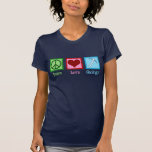 T-shirt Peace Love Geology<br><div class="desc">Peace Love Geology. A cool geological science gift for a geologist who studies Earth sciences and rocks through geologic history of the planet. It features a cute peace sign, heart, and geologists rock hammer.</div>