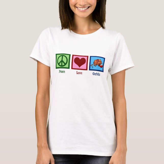 T-shirt Peace Love Gerbils (Devant)