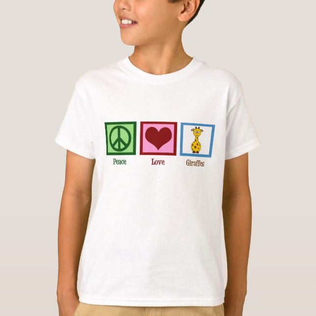 T-shirt Peace Love Giraffes Cute Giraffe Kids (Devant)
