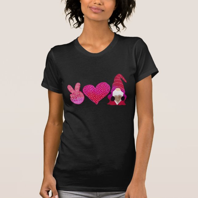 T-shirt Peace Love Gnome | Sublimation de la Saint Valenti (Devant)