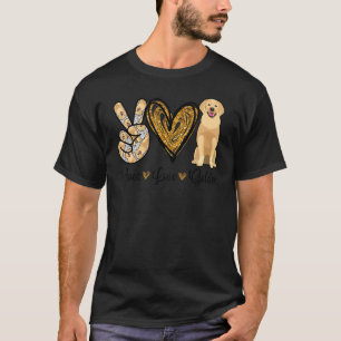 T-shirt Peace Love Golden Retriever Leopard Chien Chien Ch