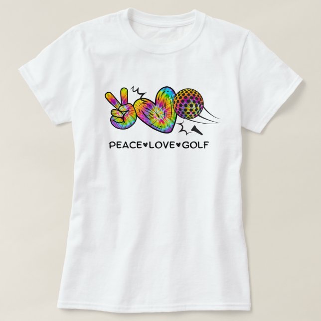 T-shirt Peace Love Golf Cravate-Dye (Design devant)