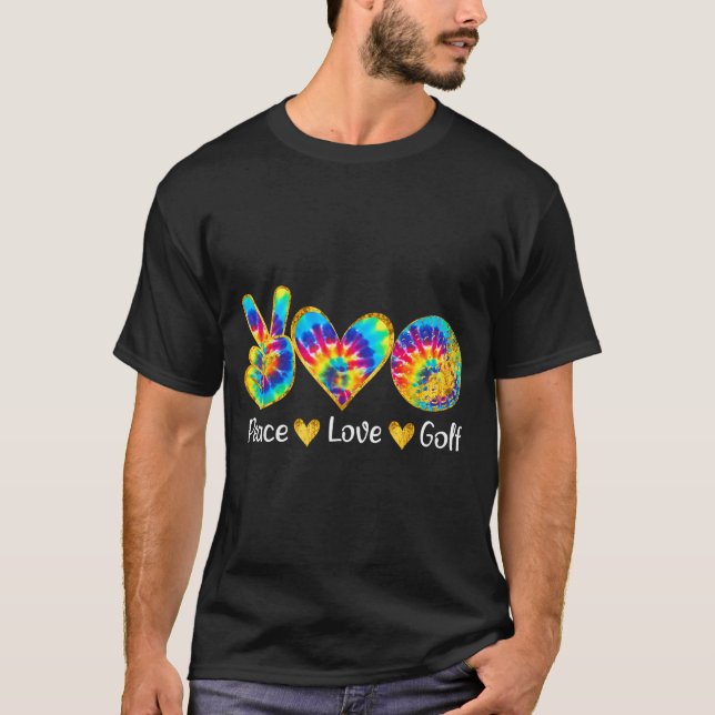 T-shirt Peace Love Golf Funny Tie Dye Golf Lovers  (Devant)