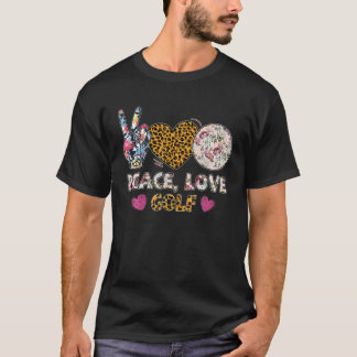 T-shirt Peace Love Golf Léopard Amant Sport Hommes Femmes
