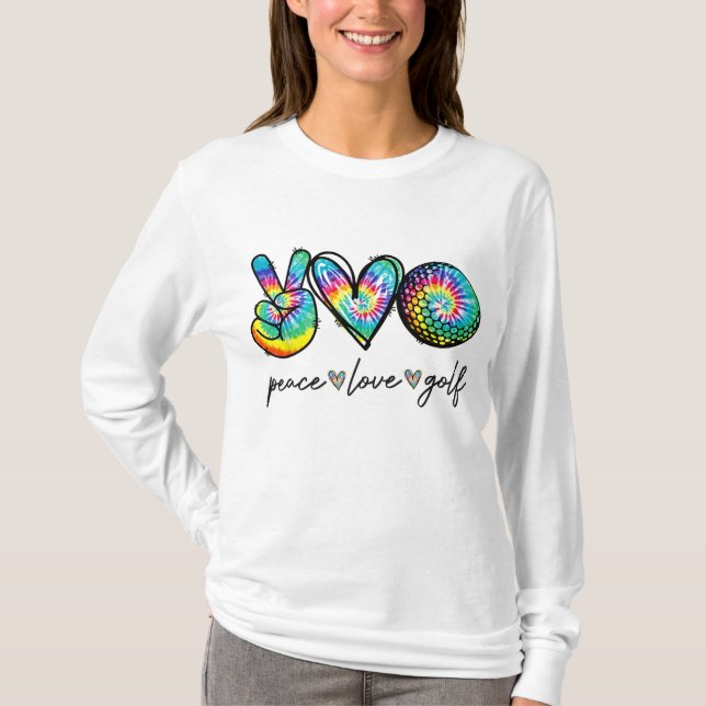 T-shirt Peace Love Golf Tie Dye Cute Golf Amateurs (Devant)