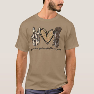 T-shirt Peace Love GSP Allemand Pointer Pointer Log