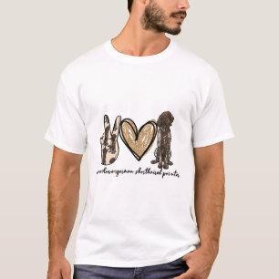 T-shirt Peace Love GSP Allemand Pointer Pointer Log