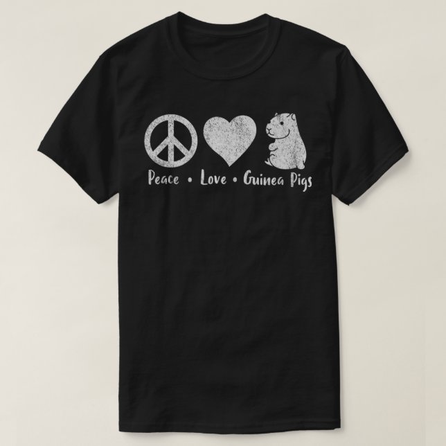 T-shirt Peace Love Guinea Pigs Lover Wheek Retro Premium (Design devant)