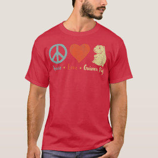 T-shirt Peace Love Guinea Pigs Lover Wheek Retro Premium 4