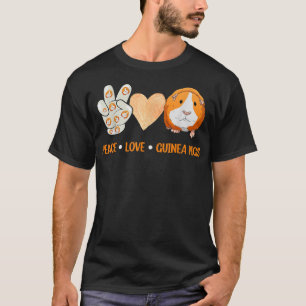 T-shirt Peace Love Guinée Pigs Don Pour Amateur De Chiens