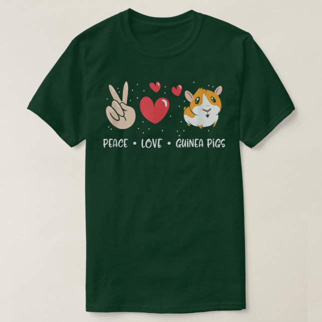 T-shirt Peace Love Guinée porc mignonne animal animal anim (Design devant)