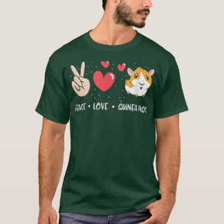 T-shirt Peace Love Guinée porc mignonne animal animal anim