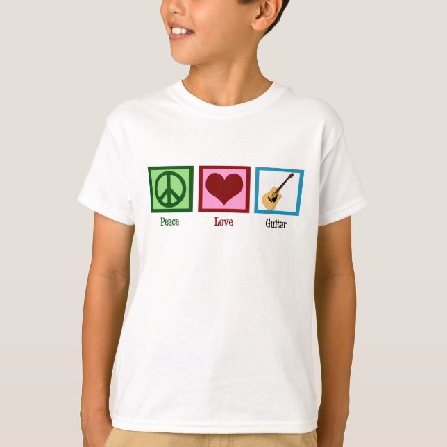 T-shirt Peace Love Guitar (Devant)