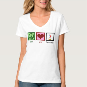 T-shirt Peace Love Gymnastique mignonne Gymnaste sur poutr