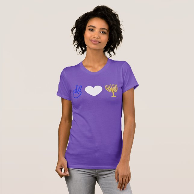 T-shirt Peace Love & Hanoukka (Devant entier)