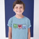 T-shirt Peace Love Hanoukka Kids<br><div class="desc">T-shirt enfant Peace Love Hanoukka pour un enfant juif qui aime célébrer Chanukah. Un joli signe de paix, un coeur, et une belle menorah.</div>