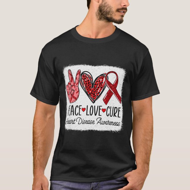 T-shirt Peace Love Heart Disease Awareness Chd Suprt Wear  (Devant)