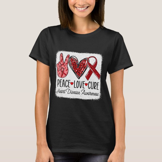 T-shirt Peace Love Heart Disease Awareness Chd Suprt Wear  (Devant)