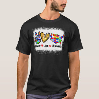 T-shirt Peace Love Hispanic Heritage Mois Décoration Coun