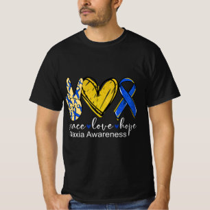 T-shirt Peace Love Hope Ataxia Awareness Tee-shirt Blue Ri