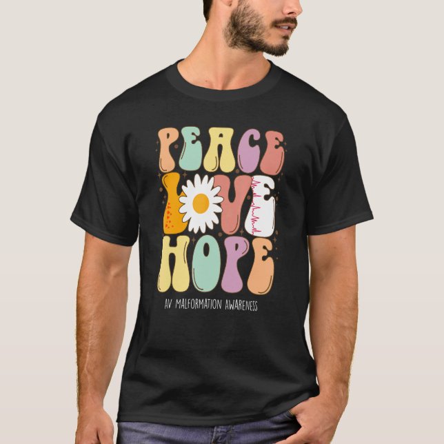 T-shirt Peace Love Hope AV Malformation (Devant)