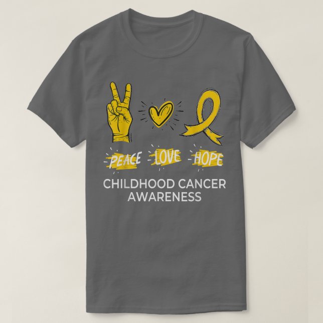 T-shirt Peace Love Hope Chilhood Cancer Awareness Mois G (Design devant)