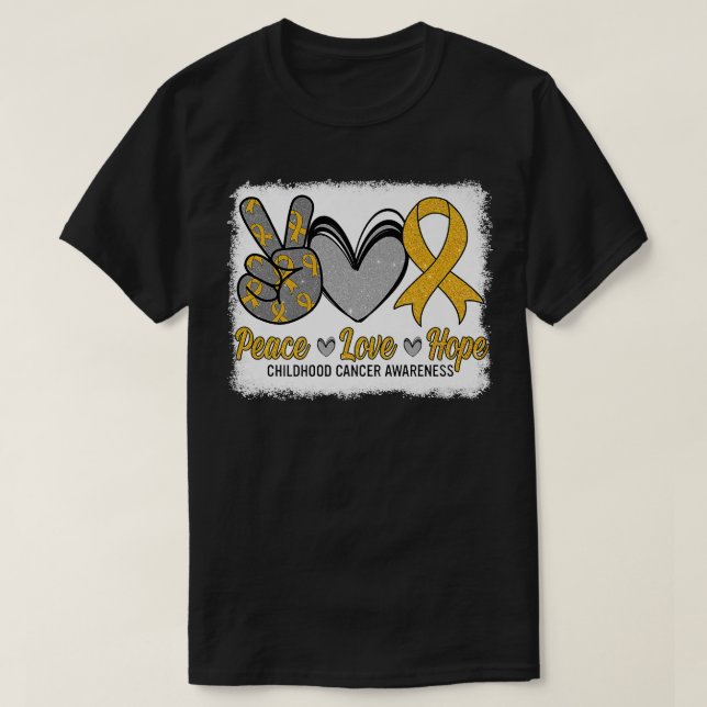 T-shirt Peace Love Hope Chilhood Cancer Awareness Mois W (Design devant)