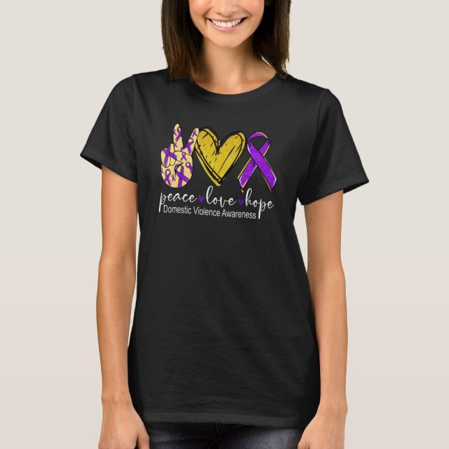 T-shirt Peace Love Hope Domestic Violence Awareness Purple (Devant)