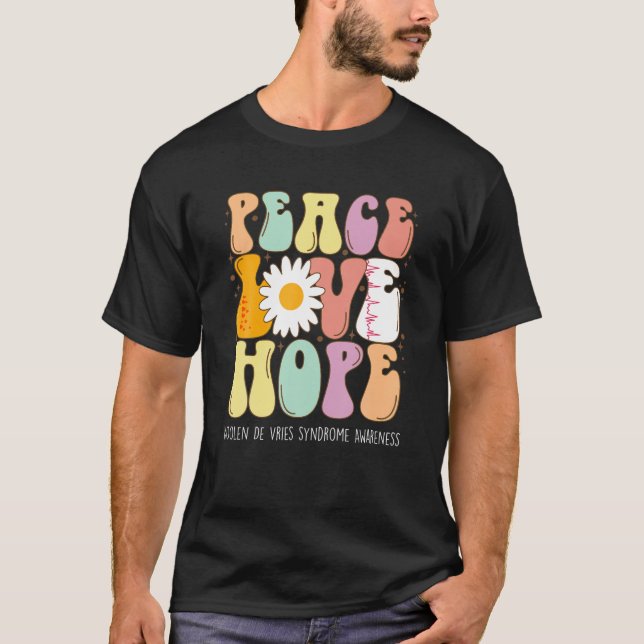 T-shirt Peace Love Hope Koolen De Vries Syndrome KDVS Awar (Devant)