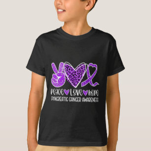 T-shirt Peace Love Hope Leopard Purple Cancer Pancréatique