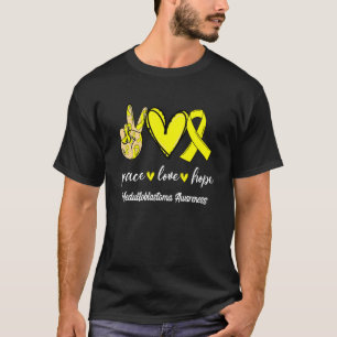 T-shirt Peace Love Hope Medulloblastoma Yellow Ribbon Awar