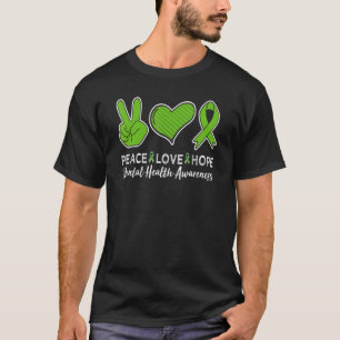 T-shirt Peace Love Hope Mental Health Awareness Green Ribb
