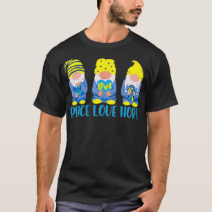 T-shirt Peace Love Hope mignonne Gnomes Down Syndrome Awar
