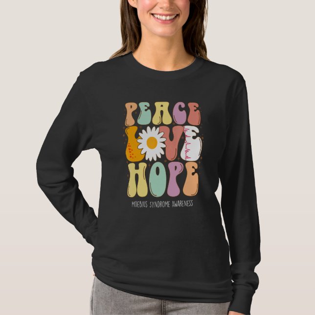 T-shirt Peace Love Hope Moebius Syndrome Sensibilisation (Devant)